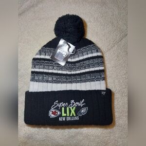 Eagles - Chiefs - Super Bowl 59, 2025. 47 Brand Black and White  Beanie. NWT